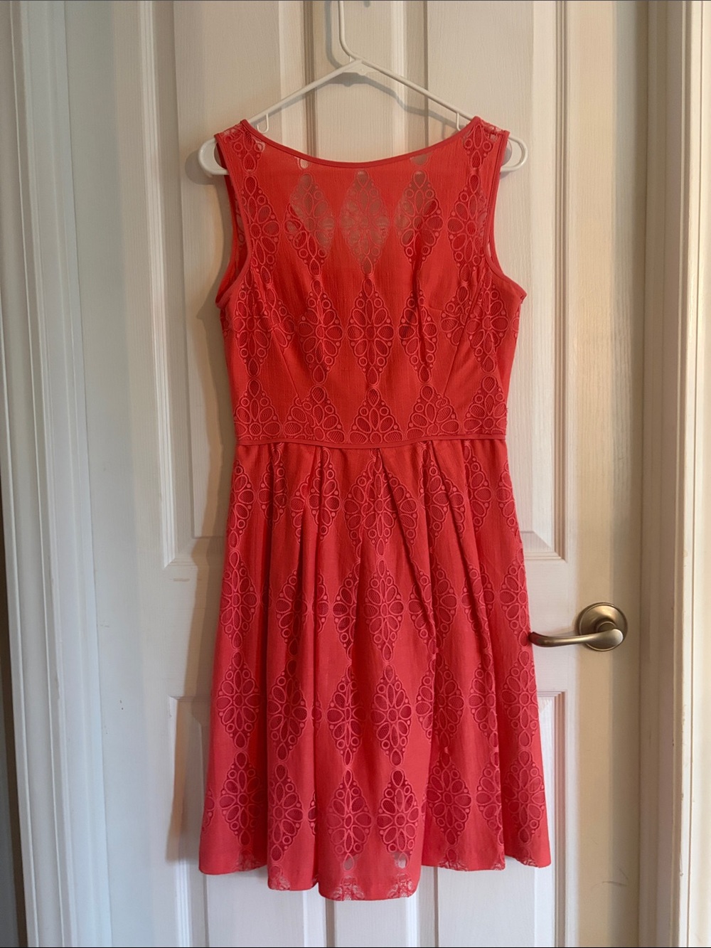 Maggy London Coral Lace A-Line Midi Dress